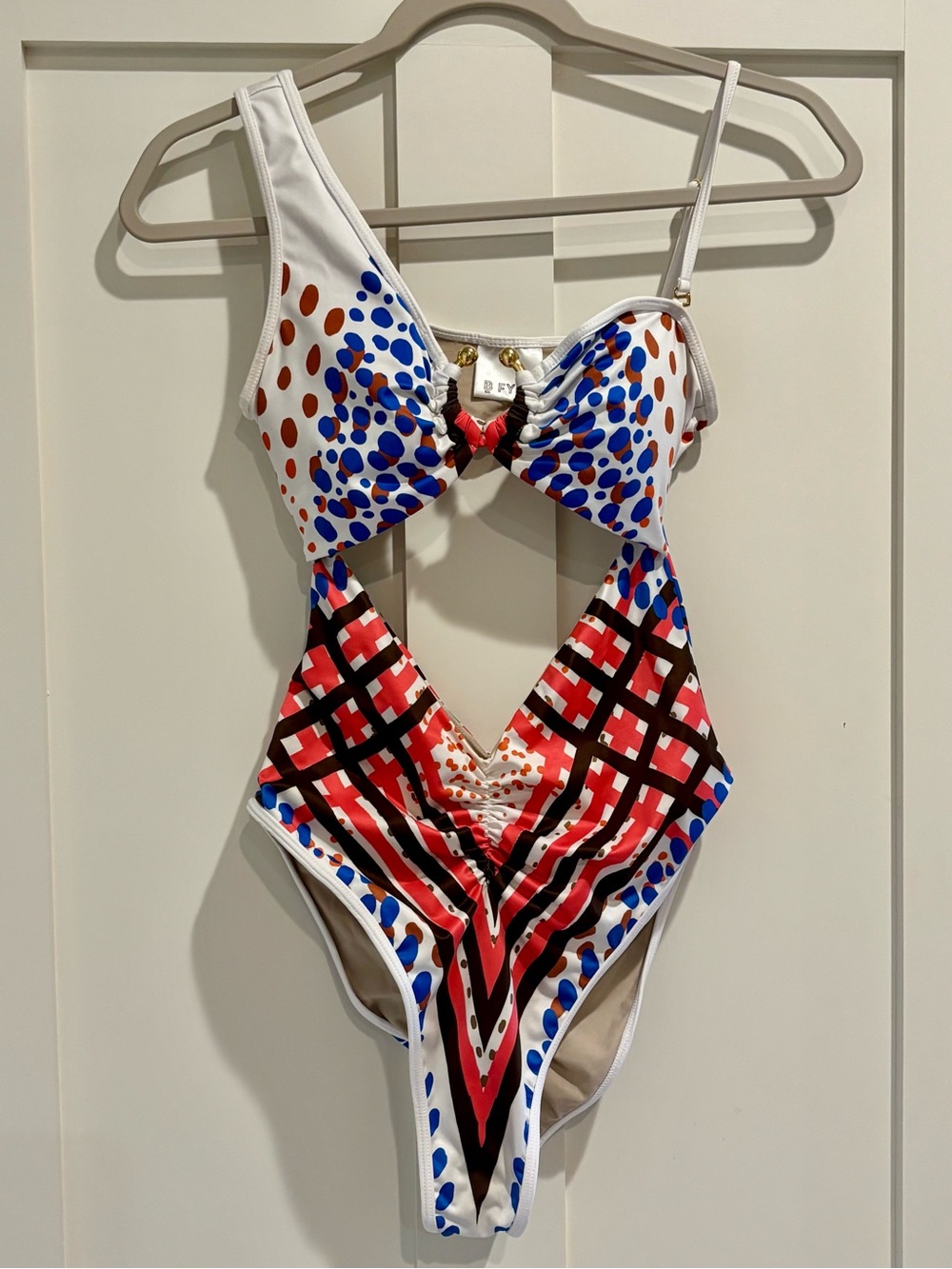 Women’s White Multicolor One-Piece Swimsuit by (BFYNE)